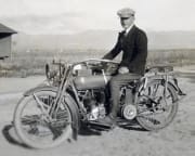 Man on vintage motorcycle 1920's