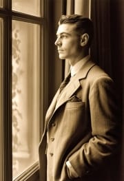 Man in front of window 1940's